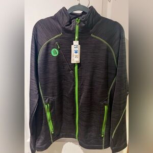Men's Black and Green Zip Up Sweater with Spotify logo